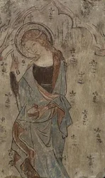 No.0736 Santa Dorotea (posiblemente) de la Iglesia de San Andrés, Old Chesterton, Cambridge c.1300 (fresco)