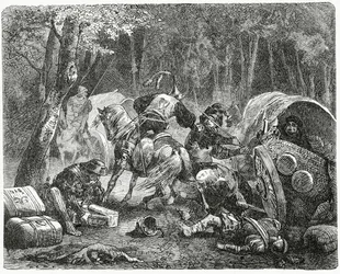 Nobles saqueando a comerciantes viajeros