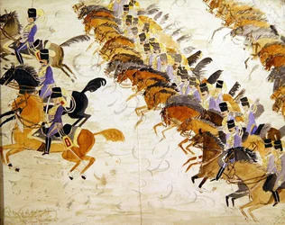 Oficiales a caballo galopando, c.1840