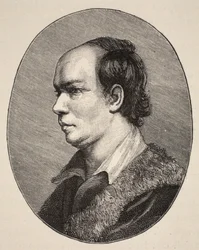 Oliver Goldsmith, ilustración de La Iglesia de Inglaterra: Una Historia para el Pueblo de H.D.M. Spence-Jones, pub. c.1910
