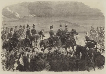 Inauguración de la Exposición Internacional de Dublín, el Príncipe de Gales en la Revista de Tropas en Phoenix Park