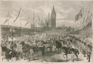 Inauguración del dique del Támesis (grabado)