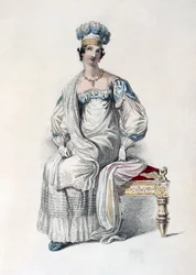 Vestido de ópera, lámina de moda de Ackermanns Repository of Arts