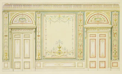 Puertas ornamentadas y decoración de paredes, al estilo de Robert Adam (1728-92)