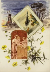 Página de álbum de recortes de la época victoriana tardía