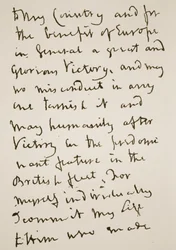 Página de una carta escrita por Nelson justo antes de la Batalla de Trafalgar, lunes 21 de octubre de 1805