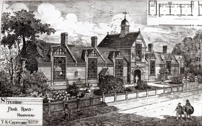 Park Road, Hampstead, de The Building News, 3 de septiembre de 1880