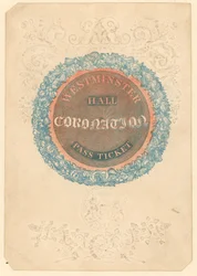 Pase para el Gran Banquete de Coronación del Rey Jorge IV en el Salón de Westminster, 17 de julio de 1821