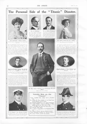 Pasajeros del RMS Titanic, fotografías e información sobre personalidades vinculadas al Titanic, de The Sphere, 27 de abril de 1912