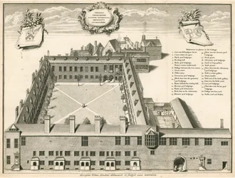 Vista en perspectiva del Colegio Gresham, Londres