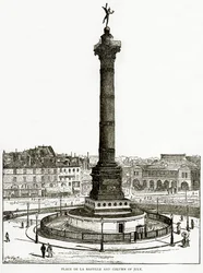 Plaza de la Bastilla y Columna de Julio, ilustración de Viejo y Nuevo París por H. Sutherland Edwards, 1893
