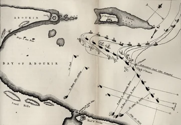Plan para la Batalla del Nilo, de La Vida de Nelson por Robert Southey (1774-1843) publicado por primera vez en 1813