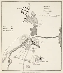 Plano de la Batalla de Bithoor, 16 de agosto de 1857, de Cassells Illustrated History of England
