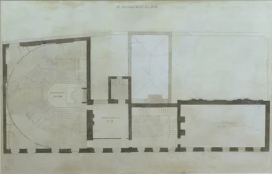 Planos del primer piso de 21 Albemarle Street después de las alteraciones iniciales a la casa tras su adquisición por la Royal Institution, c.1800