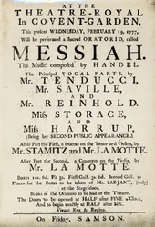 Cartel anunciando una representación del Oratorio de Handel, 