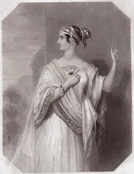 Porcia esposa de Bruto (Julio César - la Tragedia de Julio César) - en - “Galería de Mujeres de Shakespeare, colección de cuarenta y cinco retratos serios por artistas londinenses tempranos, enriquecidos con notas críticas y literarias” circa 1838