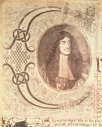Retrato de Carlos II del estatuto de la Compañía de la Bahía de Hudson, 2 de mayo de 1670