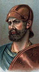 Retrato de Aníbal Barca - Retrato de Aníbal o Aníbal Barca (ca. 247-183 a.C.), General y estadista cartaginés - De la serie “Líderes de Hombres” - Cromolitografía - Escuela Inglesa, siglo XX