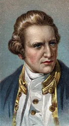 Retrato de James Cook - Retrato de James Cook (1728 - 1779), navegante británico - De la serie “Líderes de Hombres” - Cromolitografía - Escuela Inglesa, siglo XX