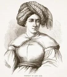 Retrato de Lady Sale, ilustración de la Historia Ilustrada de Inglaterra de Cassell