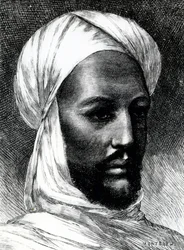Retrato de Muhammad Ahmad (1844-1885), conocido como el Mahdi, líder de los derviches en la guerra contra los británicos en 1884, guerras coloniales, Sudán