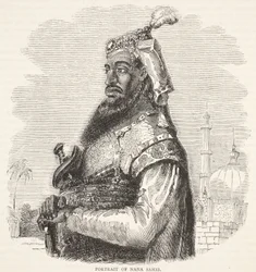 Retrato de Nana Sahib, ilustración de la Historia Ilustrada de Inglaterra de Cassell