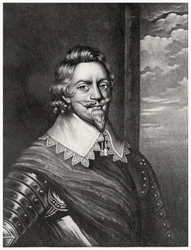 Retrato de Patrick Ruthven, Conde de Brentford (c.1573-1651) grabado por Richard Earlom (1743-1822) y Charles Turner (c.1773-1857) de Personajes Ilustres en la Historia Británica (mezzotinta)
