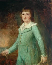 Retrato de un niño con vestido verde