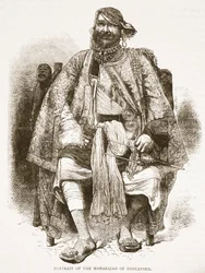 Retrato del Maharajá de Dholepore, ilustración de Cassells Illustrated History of England