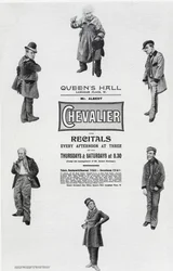 Póster anunciando el Recital de Albert Chevalier en el Queen