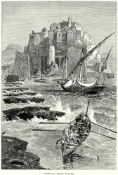Pozzuoli, cerca de Nápoles (grabado)