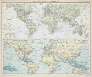 Piedras preciosas, perlas, etc. (litografía en color)