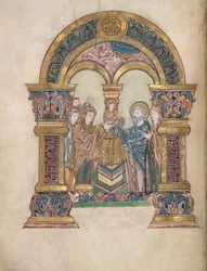Presentación en el Templo, Add. 49598, f.34v, de la Bendición de San Aethelwold, 971-984 (vitela)