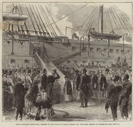 El Príncipe Tokugawa Minbutaiho visitando el Serapis en Portsmouth