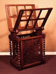 Soporte para impresiones, nogal con columnas torneadas, 1850-60