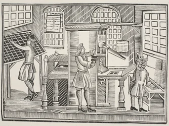 Oficina de impresión, c.1710