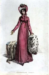 Vestido de paseo, lámina de moda de Ackermann