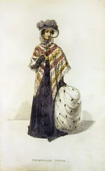 Vestido de Paseo, lámina de moda de Ackermann