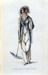 Vestido de paseo u ópera, lámina de moda de Ackermann
