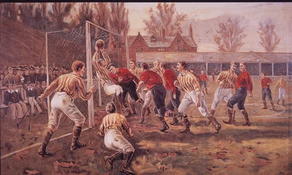 Escolares jugando al fútbol