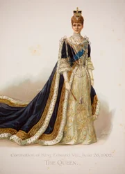 La reina Alejandra con sus vestiduras de coronación