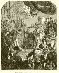 La Reina Isabel nombrando caballero a Francis Drake