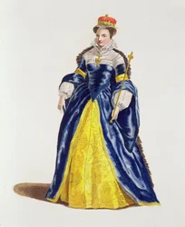 Reina María I (1516-58) de Inglaterra en 1554 (grabado en color)