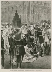 La reina Victoria besando a sus hijos