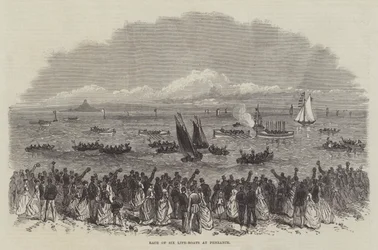Carrera de seis botes salvavidas en Penzance