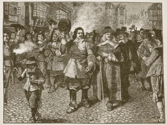 Recepción de Monck en la Ciudad de Londres, ilustración de Cassells Illustrated History of England