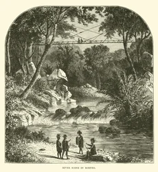 Escena fluvial en Borneo