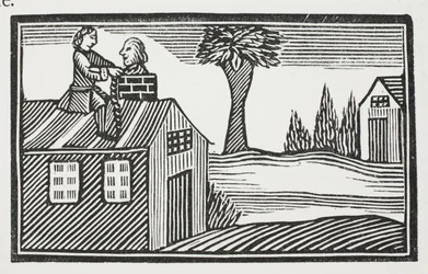 Robando el tocino de la casa, ilustración de Chap-books del siglo XVIII de John Ashton, pub. 1882
