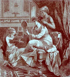 Dama romana en su tocador, ilustración de The Illustrated History of the World, publicado c.1880