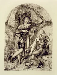 Rosalind y Touchstone, Acto III Escena 2, en Como Gustéis, de William Shakespeare (1564-1616)